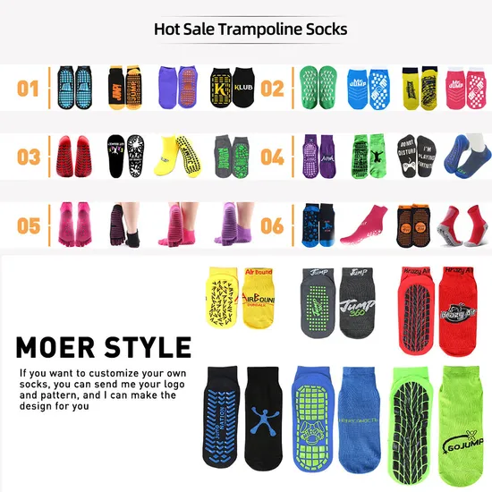 OEM Custom Trampoline Socks with Grips Non-Slip Cotton Jump Socks