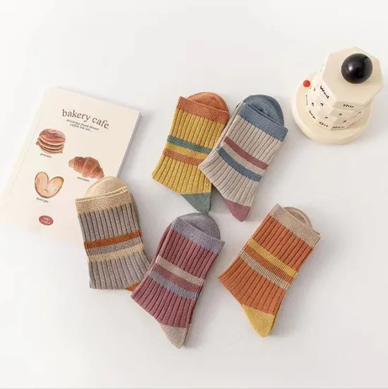 Trendy Japanese Inspired Crew Socks for Women, Moisture Wicking
