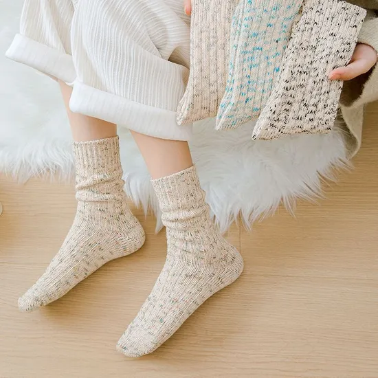 Custom Cross-Border Exclusive Ins Tide Solid Color Thick Line Socks