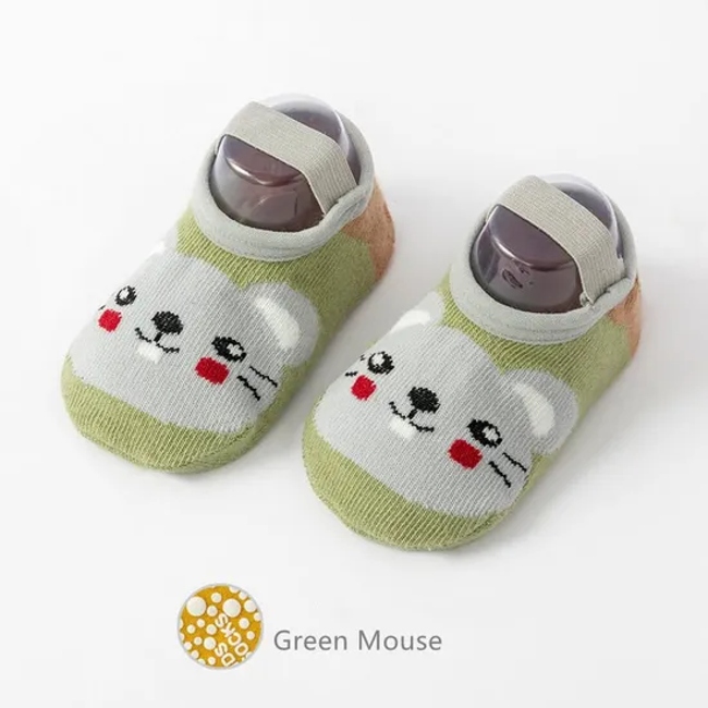 Safety Infant Boat Shape Casual Shoes Walking Floor Socks with Anti Slip Sole Bandage Baby Shoes