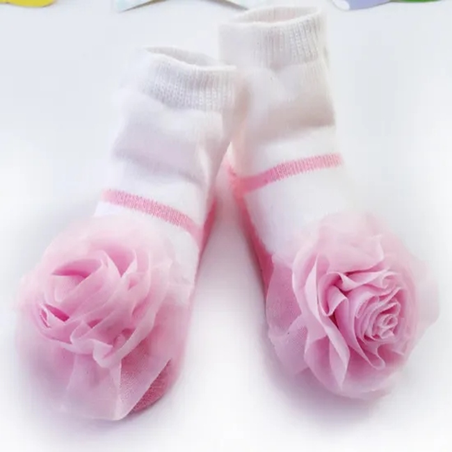 Newborn Baby Girls Cotton Flower Lace Princess Toddler Ruffle Baby Sock