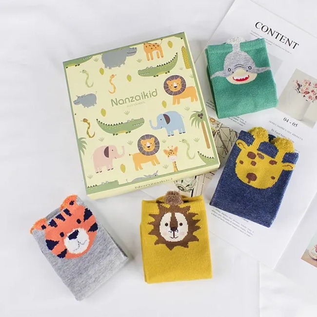 Boxed Wholesale Children Socks Autumn and Winter Cotton Baby Socks Cartoon Crew Socks