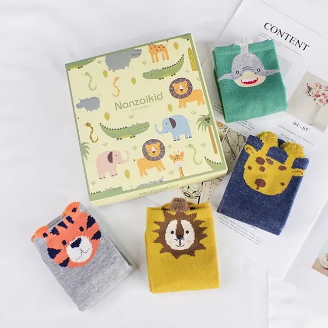 Boxed Wholesale Children Socks Autumn and Winter Cotton Baby Socks Cartoon Crew Socks