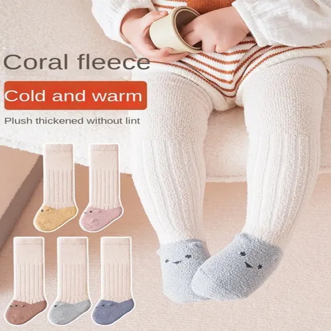 Baby Socks Autumn and Winter Coral Velvet a Class Thick Warm Over Knee Socks for Infants