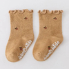White Anti Skid Grip Knee High Vintage Fuzzy Bamboo Cotton Newborn Baby Ankle Socks with Lace for Boy and Girl