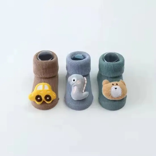 Custom Cartoon Non Slip Doll Dispensing Baby Infant Socks Bobble Thermal Socks