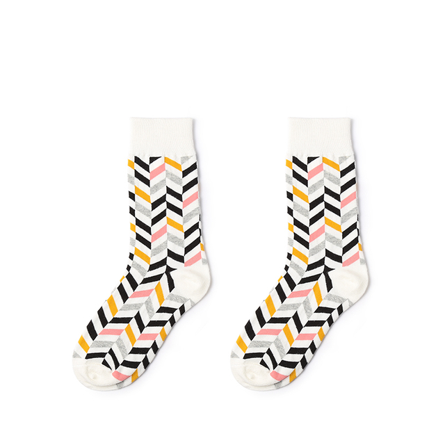 Wholesale Business For Retailer Geometric pattern irregular fun pattern solid color simple socks