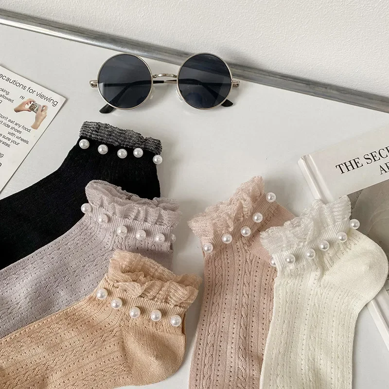 high-quality items Breathable Short Socks Cute Little Fresh Ins Short Floral Glass Silk women Socks Spring Summer Thin Crystal 