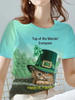 premium products women St Patrick S Day T Shirt Full Print Glitter Graphic Crew Neck Short Sleeve Tshirts New In Casual Party T 