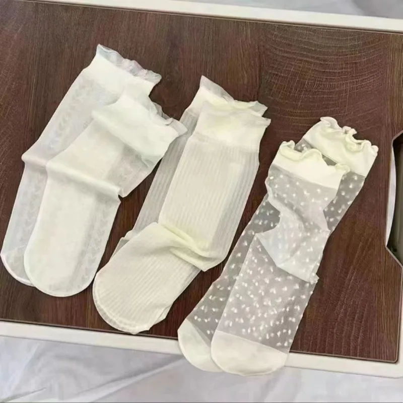 Bulk Purchase Summer Lace Bow Mesh Thin Low Tube Socks for women Cute Aesthetic Black White Short Stockings New Fashion 