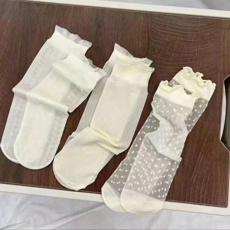 Bulk Purchase Summer Lace Bow Mesh Thin Low Tube Socks for women Cute Aesthetic Black White Short Stockings New Fashion 
