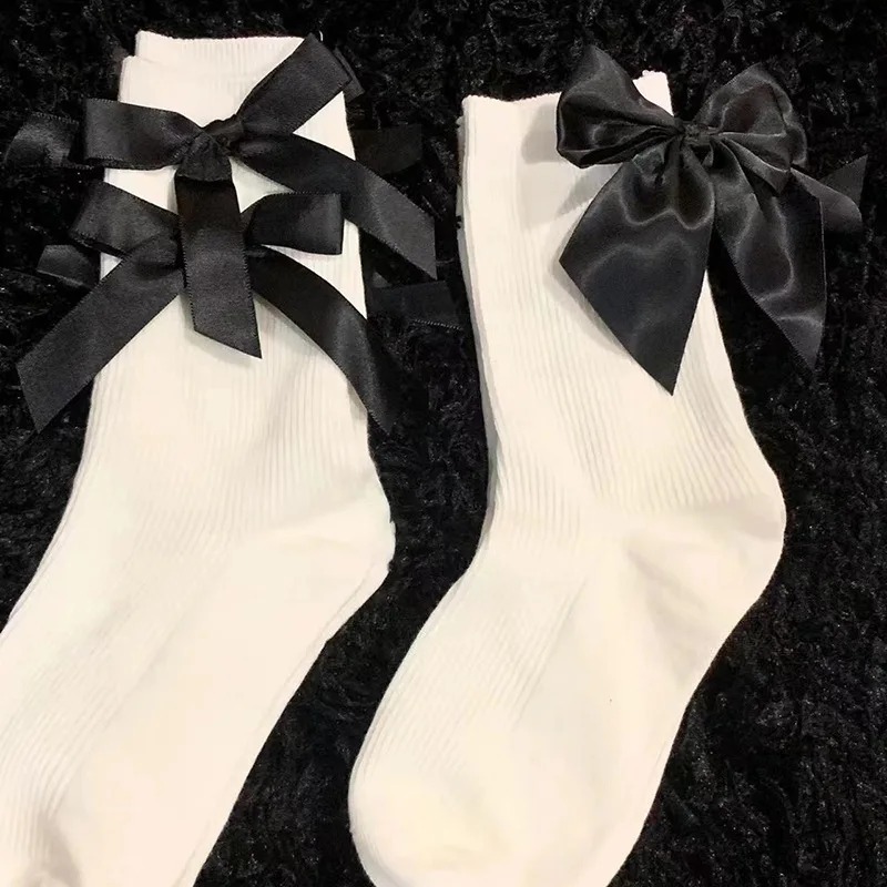 bulk buying Calcetas women Socks Spring Summer White Cute Harajuku Sweet Style Bowknot Female Short Crew Socks Girl Gift 
