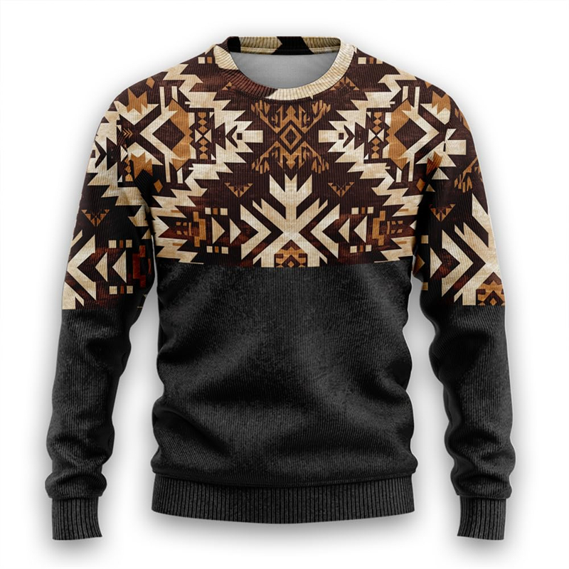 large-scale procurement Vintage Tribal D Print Ugly Christmas Sweater For women Aztec Funny Sweater Xmas Holiday Crew Neck 