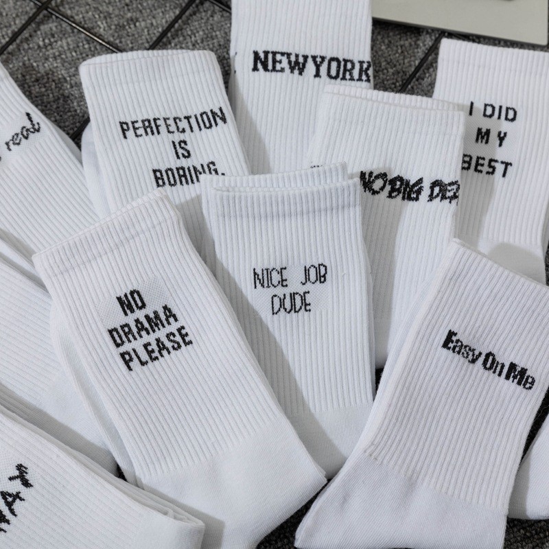 Packaging Customization Cotton Ruffles Ankle Socks women Cute Korean Stocking Girl Spring Black White Middle Tube 