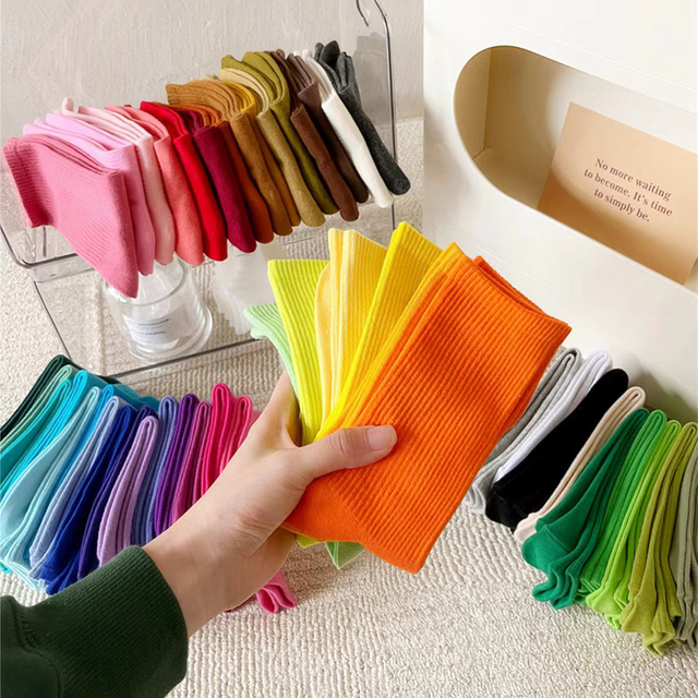 prompt dispatch Colors Korean Sports Socks women Soft Cotton Solid Color White Socks Girls Fashion Cycling Running Breathable 