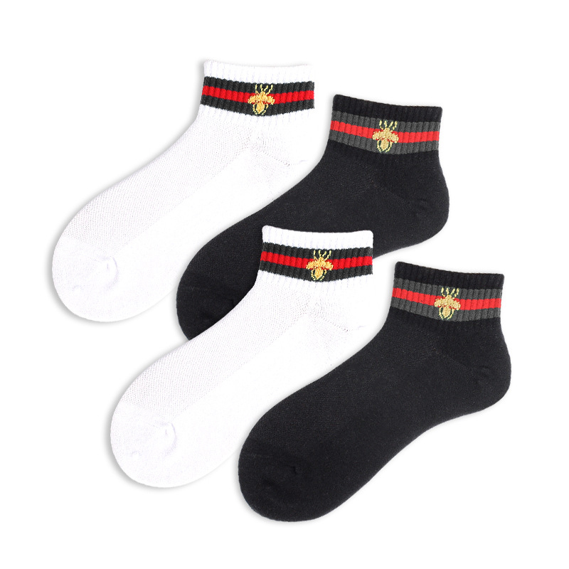 Bestseller Striped Cotton women S Socks Mesh Breathable Striped Bee Mesh Short Socks Couple Of The Same Shallow Mouth Boat 