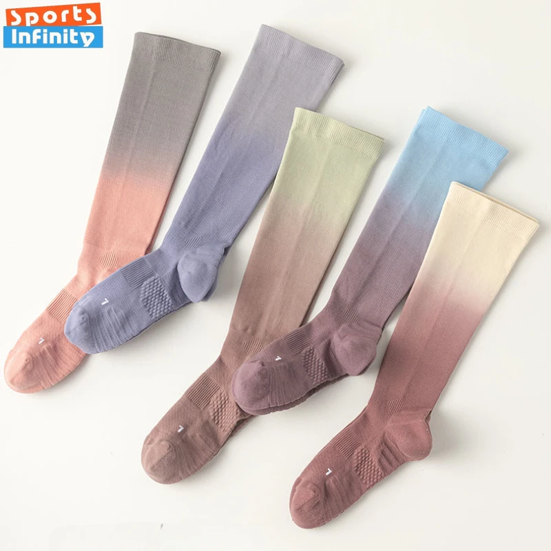 strategic partnership Gradient Color Sports Compression Stockings Women Yoga Socks Professional Pilates Socks Cotton Breathable