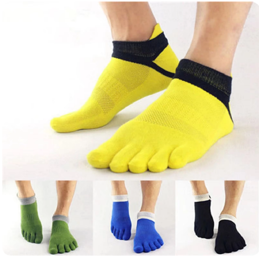  Comfortable and Breathable Men's Sports Socks, Finger Cotton Design, Ideal for Football, Running, Basketball and 