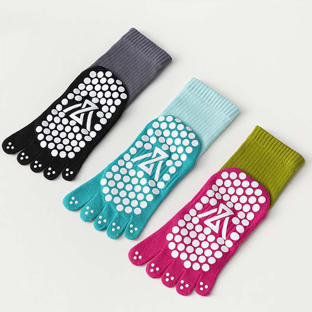 premium quality women Pilates Five Toe Socks Cotton Silicone Non slip Crew Yoga Socks Elasticity Sports Fitness Ballet Dance 