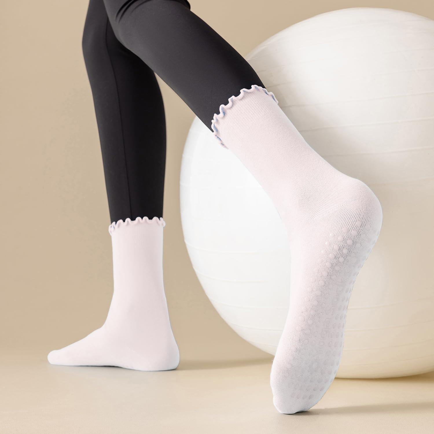 budget-friendly women s yoga fitness sports non slip boneless mid calf socks thin Pilates combed cotton women s 