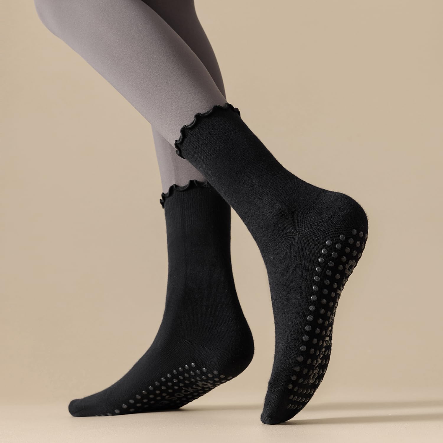 budget-friendly women s yoga fitness sports non slip boneless mid calf socks thin Pilates combed cotton women s 