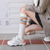 Low-cost women Cotton Knee High Socks Black White Solid Fashion Casual Calf Female Girl Party Dancing Sexy Striped Long 