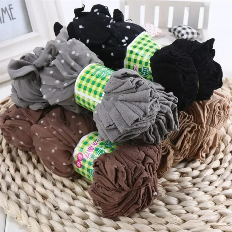 Innovation Ultrathin Nylon Mid tube Sock women Black Skin Dot Silk Socks Summer Short Hosiery Female Breathable Non Slip 