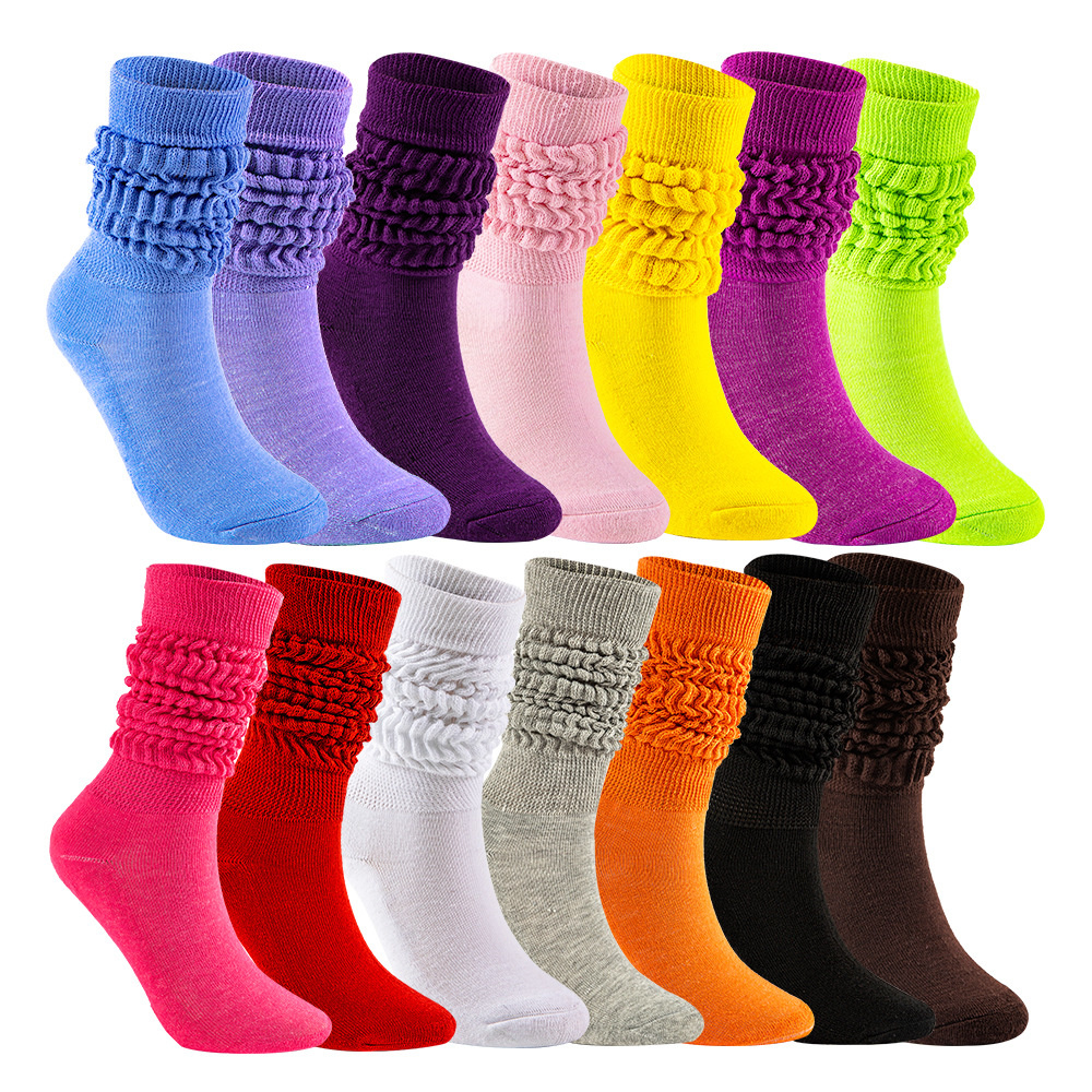 Chinese Brand Socks Scrunchy Loose Slouch For women Long Candy Colors Stacked Chunky Cotton Ladies Girls Casual Knee High Boot 