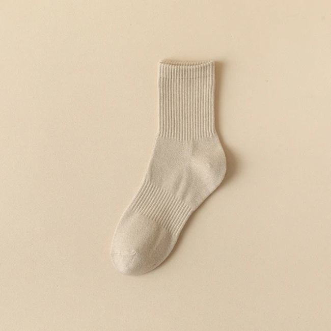 Free Size Solid Color Casual Business Cotton Men Women Crew Socks