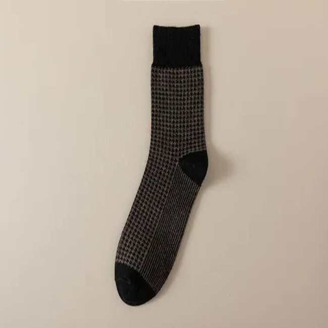 Pattern Dress Socks Business Boneless Mercerized Cotton Socks Crew Thin Breathable Men Socks