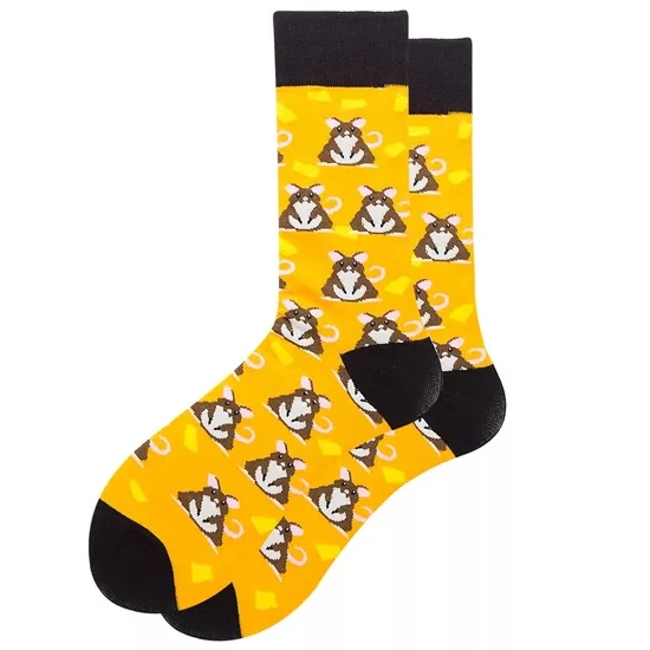 Wholesale Funny Crazy Colorful Socks Mens Fashion Dress Cottonsocks Crew Happiness Socks Stock for Men