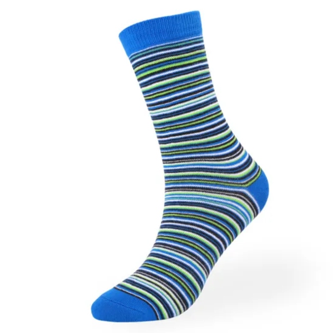 Hot Sale Quality Fashion Thin Striped Designer Men′s Cotton Crew Business Socks