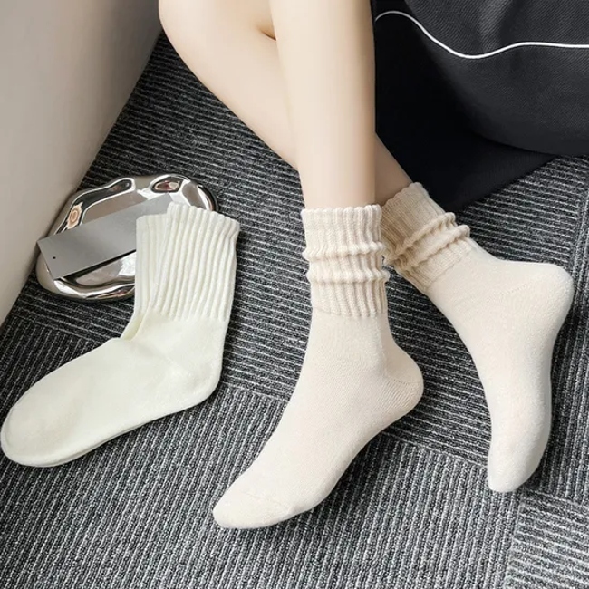 Winter Casual Plain Terry Socks Men Unisex Thick Combed Cotton Crew Socks