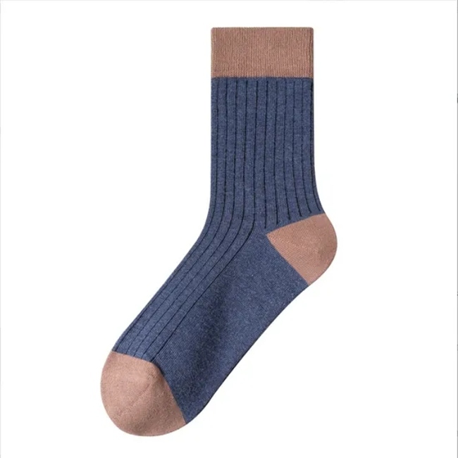 Color Block Crew Socks for Men, Breathable and Sweat-Absorbent