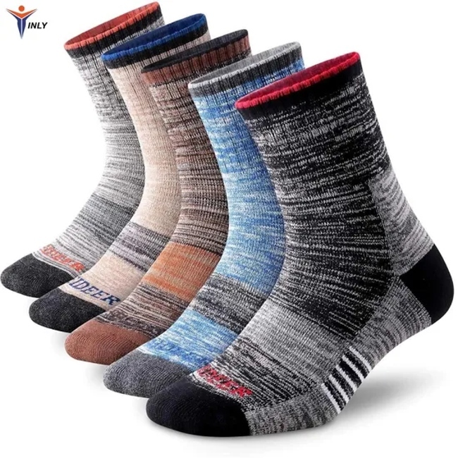 Men′s Hiking Walking Socks Feideer Multi-Pack Wicking Cushioned Outdoor Breathable Sports Sock Recreation Crew Socks