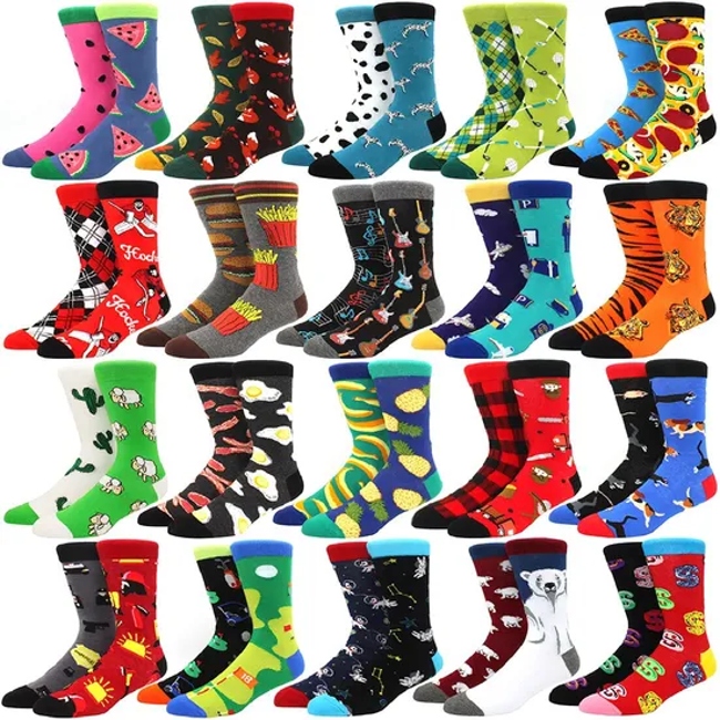 Combed Cotton Socks Food Pattern Long Tube Funny Happy Men Socks Novelty Skateboard Crew Casual Crazy Socks