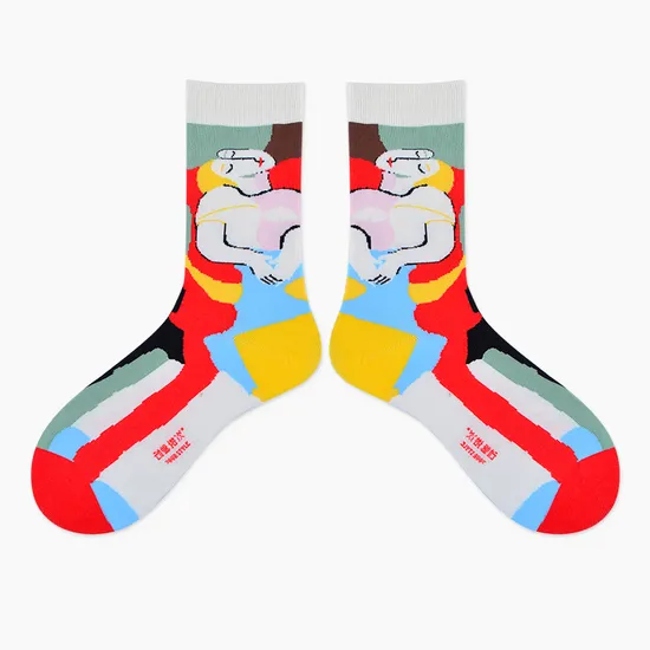 Fashion Low Price Unisex Men Women Polyester Cotton Wholesale Jacquard Crew Socks