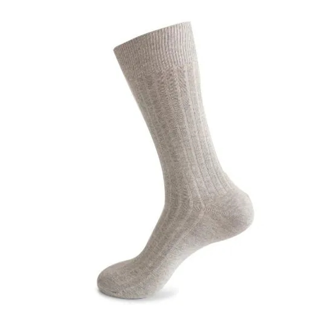 Wholesale Mens Ribbed Cotton Crew Business Socks Double Cylinder Man Solid Color Socks Manufacturer