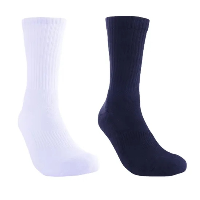 Multi-Size Pure White Towel Bottom Sports Socks Cotton Unisex Students MID-Calf High Top Thicker Running Basketball Socks