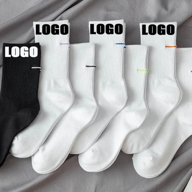 Make to Order Wholesale Manufacturer Socks-Supplier Cheap Socks-Stocking Women Unisex Crew Men Logo White Cotton Design Crew Custom Sports Socks
