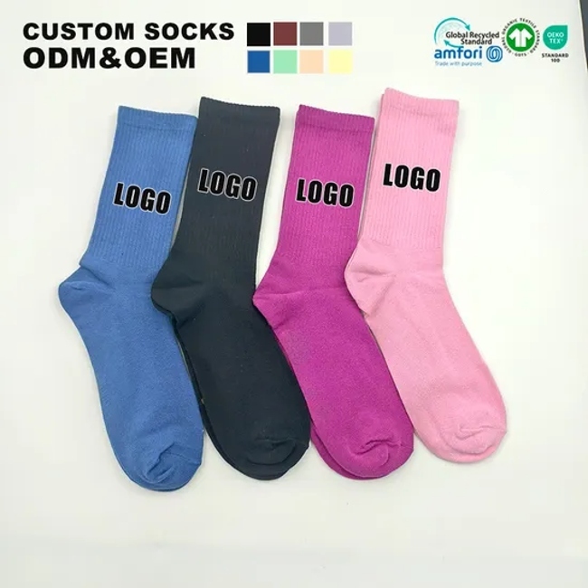 High Quality Design Logo Brand Designer Custom Customised Wholesale Men 100% Cotton Crew Socks