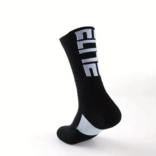 Wholesale Men′s Running Socks Basketball Socks Thickened Anti-Skid Cotton Sweat Absorption Crew Socks for Youth Students