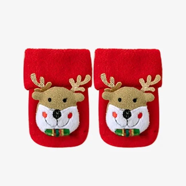 OEM Calcetines Navidenos Cartoon Christmas Cotton Baby Socks Months Anti Slip