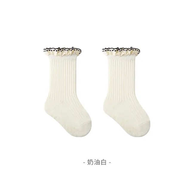 Girls MID Calf Socks Autumn New Children Lace Princess Socks Vintage Mori System Girls Baby Calf Socks Spring and Autumn