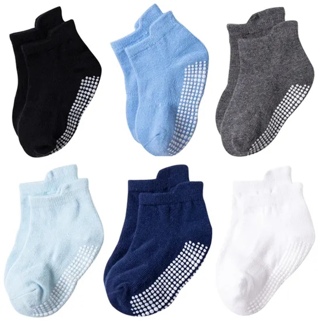 Non Slip DOT Glue Spring Baby Boys Cotton Boat Children′ S Socks