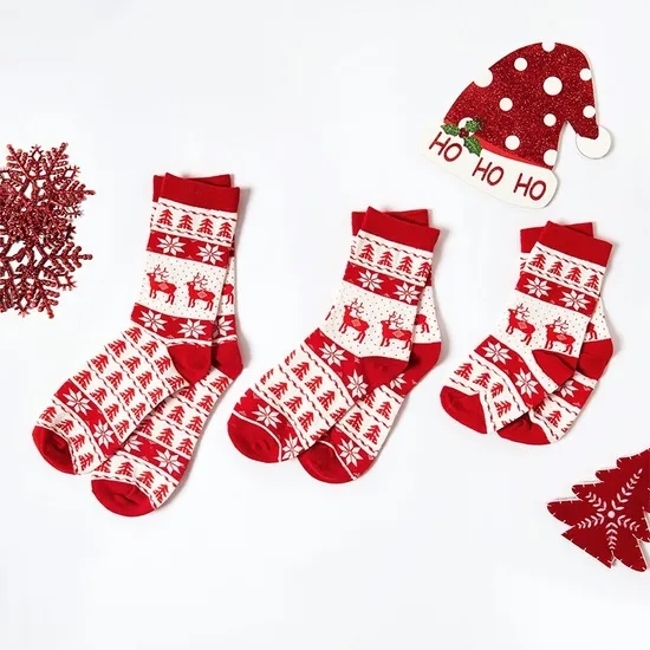 Christmas Socks for Dad Mom Daughter Son Matching Clothes Outfits Christmas Adult Baby Kids Elk Cartoon Pattern Jacquard Socks