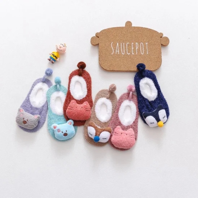 Unisex Cute Animal Pattern Winter Baby Socks Soft Thick Organic Cotton Infant Toddler Grow Warm Ankle Socks