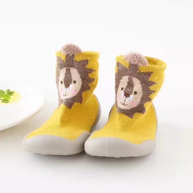 Animal Tiger Baby Shoes Soft Non Slip Kids Floor Cotton Comfortable Socks with Rubber Soft Sole