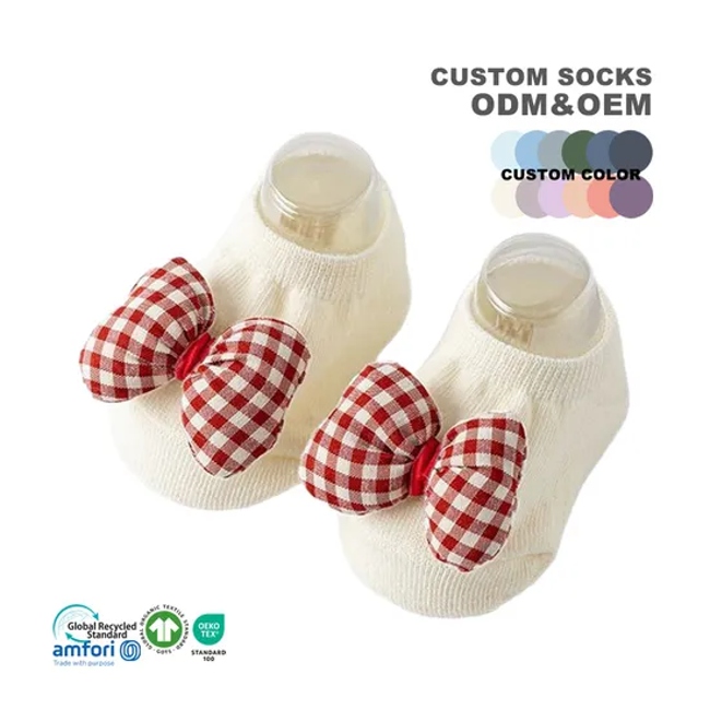 OEM Athletic Design Logo Custom Pattern Wholesale Kids Cotton Crew Baby Socks