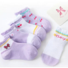 Baby Princess Ankle Socks Kids Little Girls Cotton Purple Cherry Bowknot Knitted Crew Baby Socks